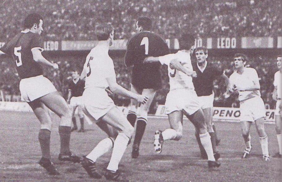 Billy Bremner leads out the Leeds teamfollowed by Gary Sprake